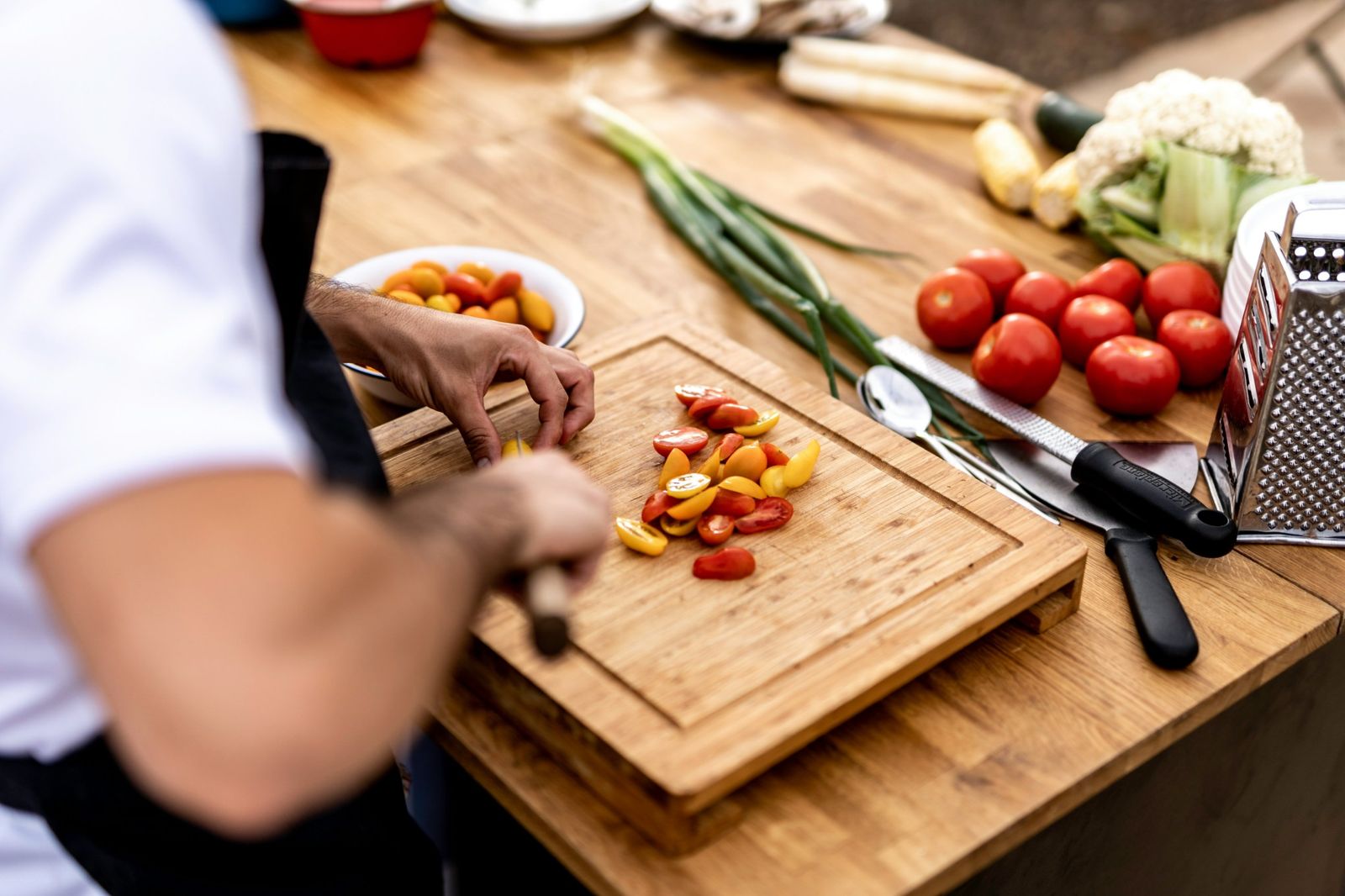Chef preparing fresh ingredients